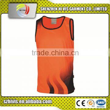 wave hi vis custom orange breathable 100% polyester mens singlet