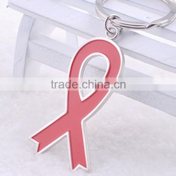 XL-KC51202 fashion alloy keychain metal red ribbon keychain alloy fashion ribbon keychain