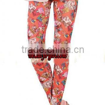 tattoo print leggings tights skinny pink