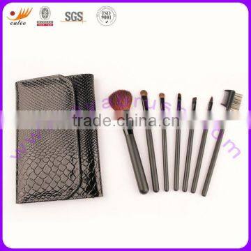 7pcs customized travel makeup brush sets with classic black pouch