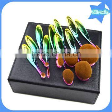 10pcs toothbrush synthetic rainbow makeup brush with magnetic make up brush box