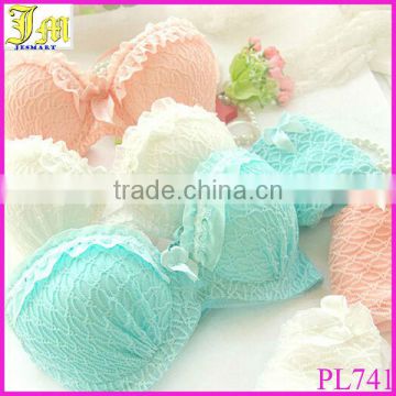 New Lovely Sweet Lace Gather Bra Sets Hot Sexy Girls Ruffle Push-Up Lingerie Underwear