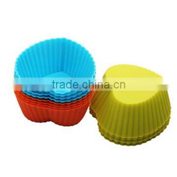 Customed heart shaped mafen cup silicone cake mold