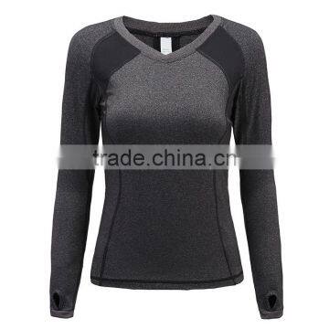 Wholesale Quick dry fit women's long sleeve sport T-shirts, yoga t-shirts, hiking t-shirts