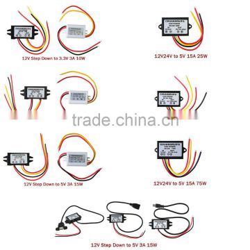 High Quality Waterproof DC/DC Converter 12V Step down to 5V 3A 15W Power Supply Module