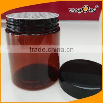 8oz 250g Amber PET Single Wall Jar With Black Smooth Lid With Pressure Sensitive Liner photo-4