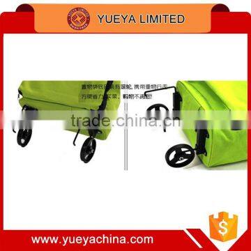 Green Shopping Cart Compact Tote Grocery Bag 2 Wheels Trolley For Storage photo-4