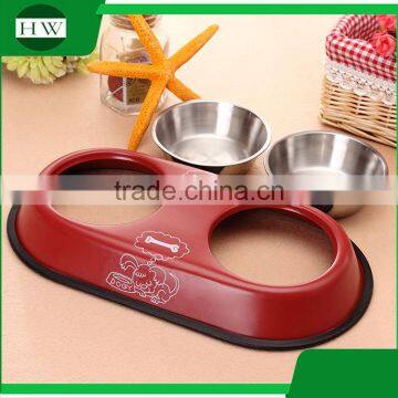 Pet Accessories Eco Anti Slip Stainless Steel Double Cat Dog Pet Feeder Water Food Bowl photo-3