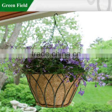 Metal Garden Hanging Basket With Coconut Coco Liner