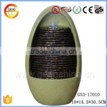 Trade assurance egg shape resin crafts water fountain with LED light