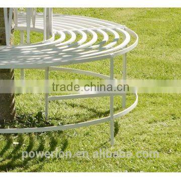 POWERLON Antique White Metal Tree Bench Garden Furniture Vintage Style photo-2