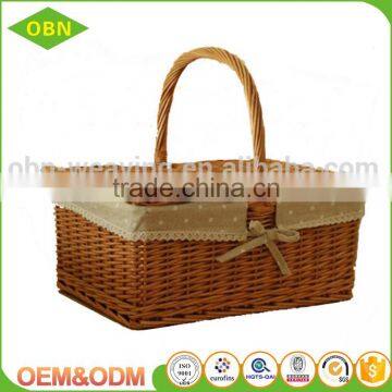 Custom China Hand Woven Eco-friendly Material Cheap Handle Empty Wicker Picnic Baskets With Lid photo-3