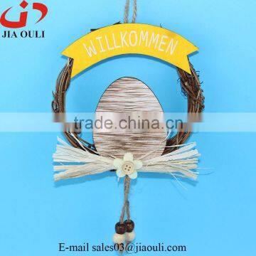 New Design With Wood Egg Easter Decorations Rattan Wreath Hanger photo-2