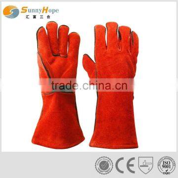 14 inch red welding leather safety gloves