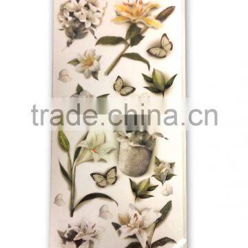 White Elegant Lily & Butterfly Design Sticker, Classic Decorative Shinny Glitter Sticker photo-2