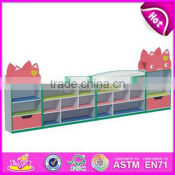 Customized kindergarten storage furniture wooden children toy shelves W08C199