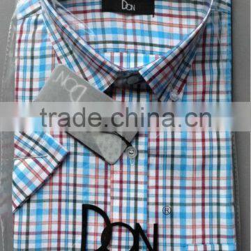 Tailor made high quality cotton checks short sleeve shirt design for men