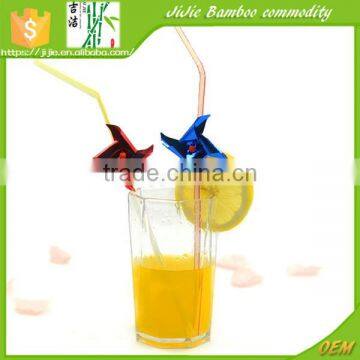 2017 New 250*5mm special shaped Flexible Windmill drinking straw for christmas decor