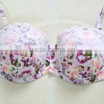 Fashion Printing Women Bra With Lace Trimming/new Style Bra photo-2