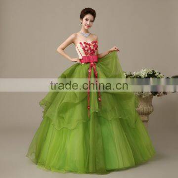 MGOO Factory Custom Made One Piece Cheap Price Prom Dress Strapless Flowers Ball Gown Maxi Dress L000110 photo-4