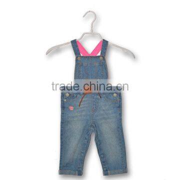 2014 latest fashionable korea girls suspender Summer Girls denim jeans rompers