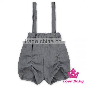 Fashion Cotton Children Short Trousers With Strap Solid Color Cheap Ruffle Bloomers Baby Girls&Boys Pants