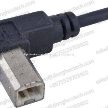 USB 2.0 Angled Printer Cable Assemblies with Right Angle USB B 4 Pin Applied in Narrow Spaces