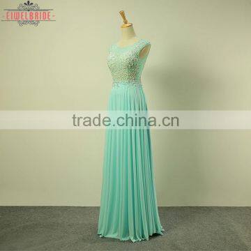 Long Floor-length A Line Beaded Bridesmaid Dress photo-4