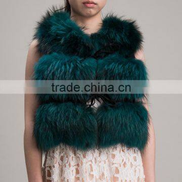 Myfur Europe Hot Selling Winter Real Raccoon Fur Vest Dyed Hand Fur Vest