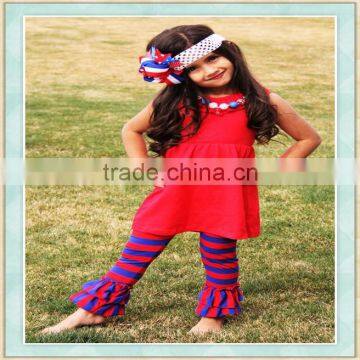 Baby without clothes bright-coloured top stripes ruffle pants used imported arabic girls outfit