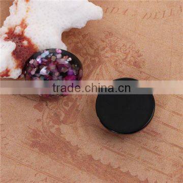 Resin & Shell Mosaic Dome Seals Cabochon Round Fuchsia photo-3