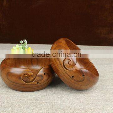 Handcrafted Eco-Friendly Portable Antique Wooden Wool Yarn Holder Bowl For Knitting photo-4