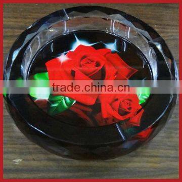 Elegant Crystal Ashtray Crystal Engraving Flower Ashtray For Home Decoration