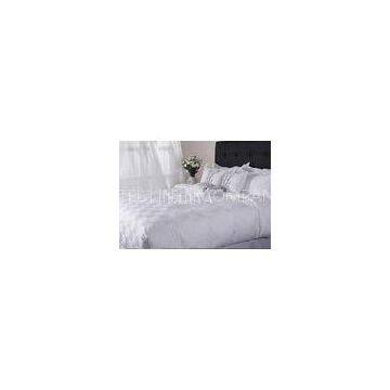 Cotton Hotel Bed Linens Jacquard Checkboard Bed Sheet Set Queen Size , King Size