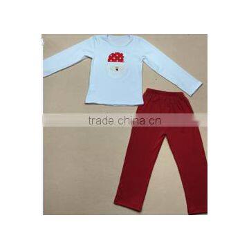 Hot sale santa claus pattern t-shirt cotton plain red trousers kids christmas outfit