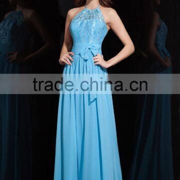 Short A-line High Neck prom evening dress Floor-length Party dress P026