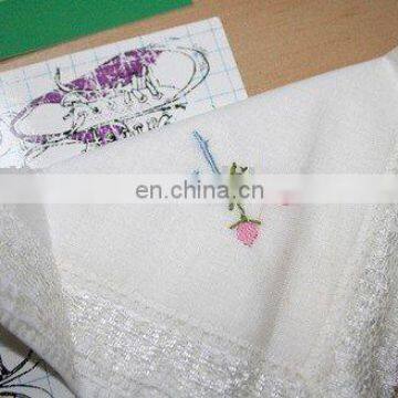 handkerchief with lace edge and monogrammed