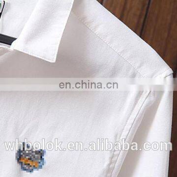 OEM Men's White Blue Oxford Shirt Custom Design Logo Casual Cotton Shirt photo-4