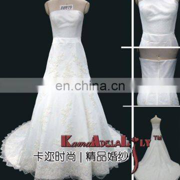 EB979 Elegant A-line fishtail long train lace Wedding dress