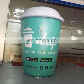 Eye Catching Custom Size Green and White Giant Inflatable Coffee Cup Balloon Advertising Model photo-2