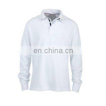 Men's Long Sleeve Cotton White Blank Rugby Polo Shirts