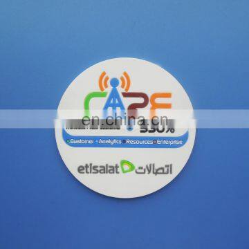 Soft pvc white color round shape colorful company logo soft pvc cup coaster