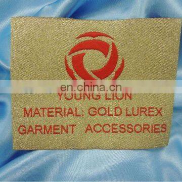 gold lurex luxury weaving woven clothing tag label