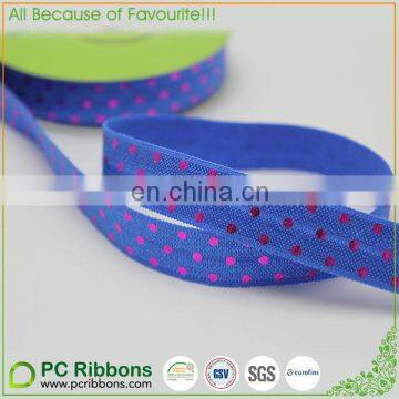 Wholesale foil printed fold over elastic ribbons