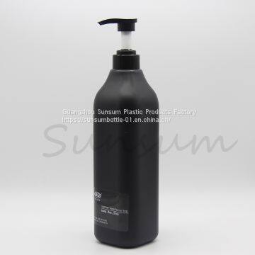 500ml 1000ml Matte Black Square PET Plastic Shampoo and Boay Wash Bottle photo-3