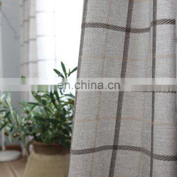 Cotton linen blackout simple Lattice pattern jacquard fabric curtains