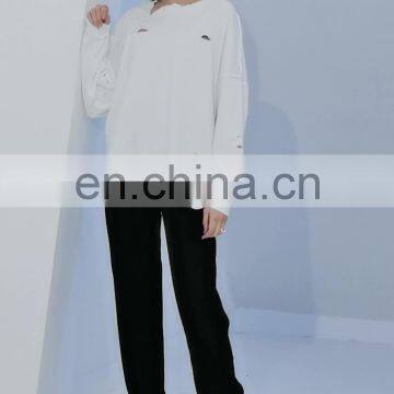 TWOTWINSTYLE Oversized Sweatshirt For Women O Neck Long Sleeve Hollow Out Streetwear Casual