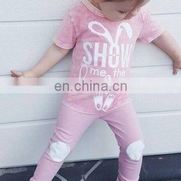 EASTER Day Spring Summer Girls Boutique Outfits Pink Black Short Sleeved Tshirt Top 2pc Set 1-7years photo-6