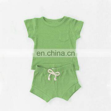Short Sleeve Baby Sports Pajamas Suits Solid Color Short Pajamas Suits photo-3