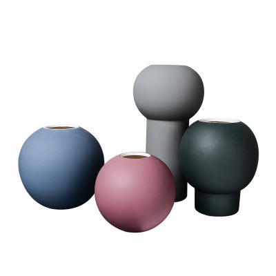 New Product Morandi Ball Rubber Paint Ceramic Table Flower Vase For Landscape Engineering